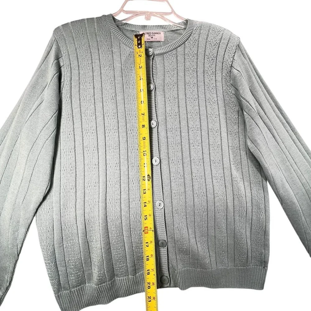 NWT Vtg Alfred Dunner Cardigan Sweater Button Down Blue USA PM Ribbed Knit - Picture 9 of 11